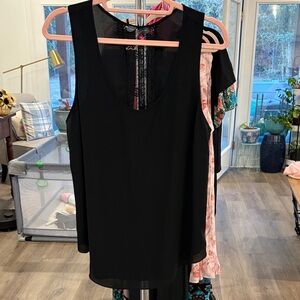 Vince Camuto Black Lace Detail Tank Top